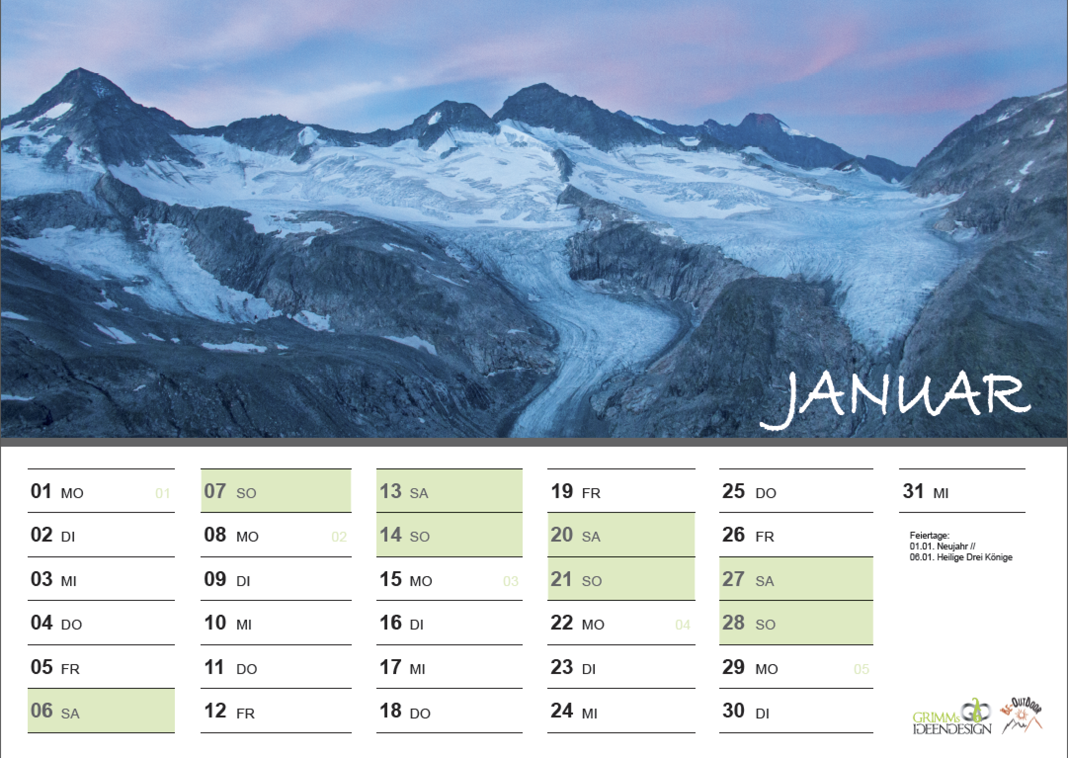 Januar - Fotokalender 2018 - Schönheit der Berge von Alexandra Grimm