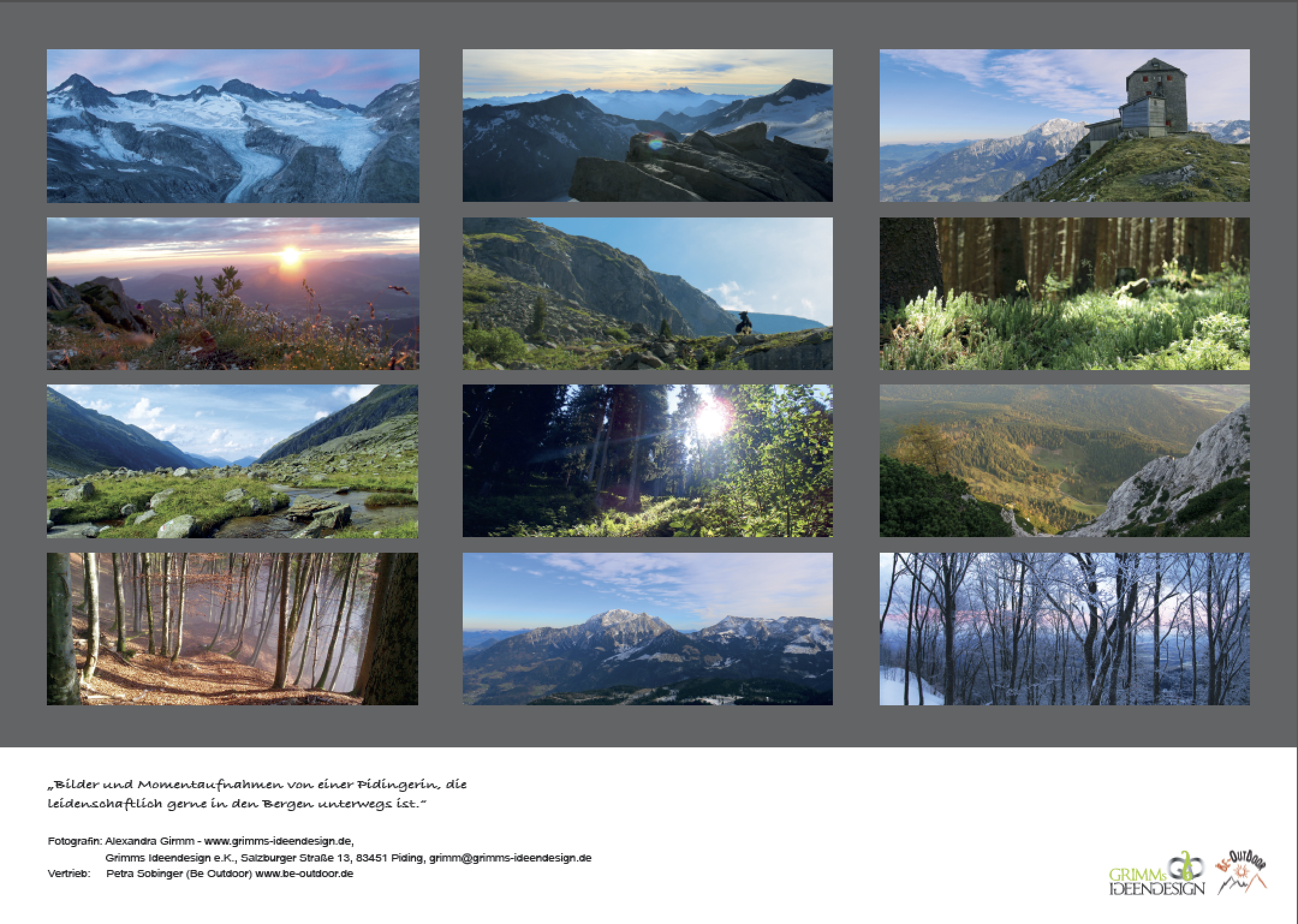 Übersicht - Fotokalender 2018 - Schönheit der Berge von Alexandra Grimm