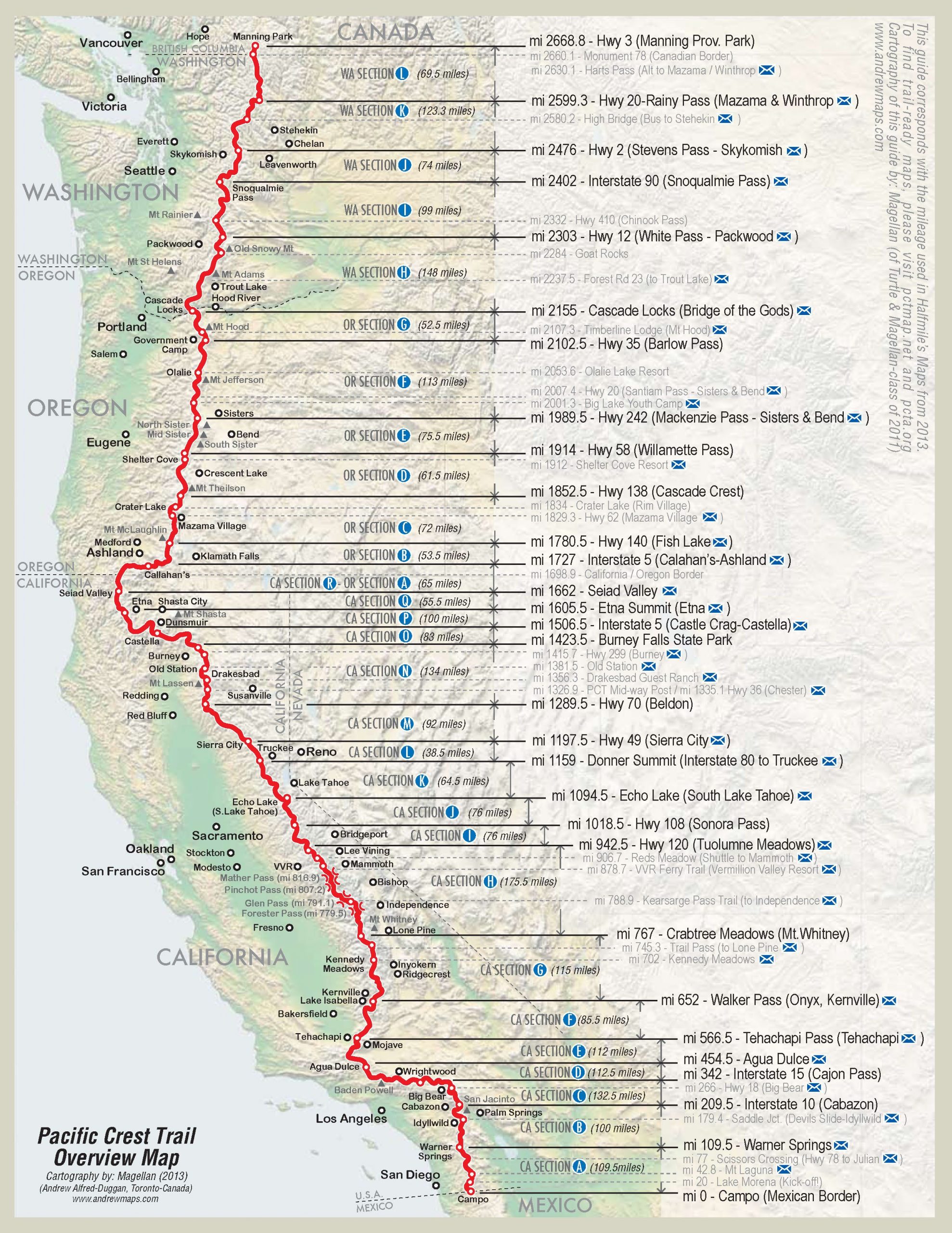 Verlauf des Pacific Crest Trails – von Süden nach Norden https://www.pinterest.de/DiscoverKlamath/